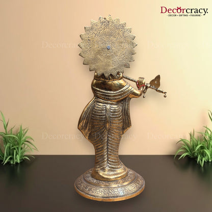 Shree Krishna with Bansuri Metal golden