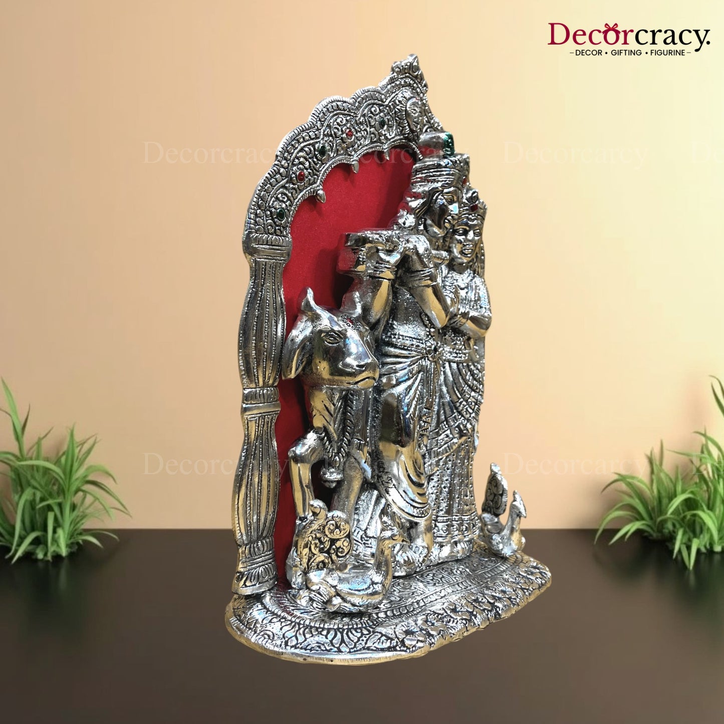Shree Radha Krishna Cow Mehraab Metal silver