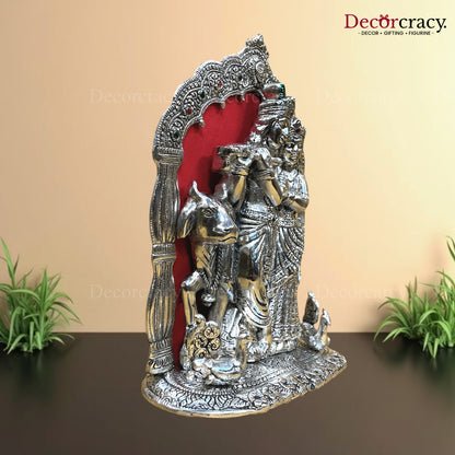 Shree Radha Krishna Cow Mehraab Metal silver