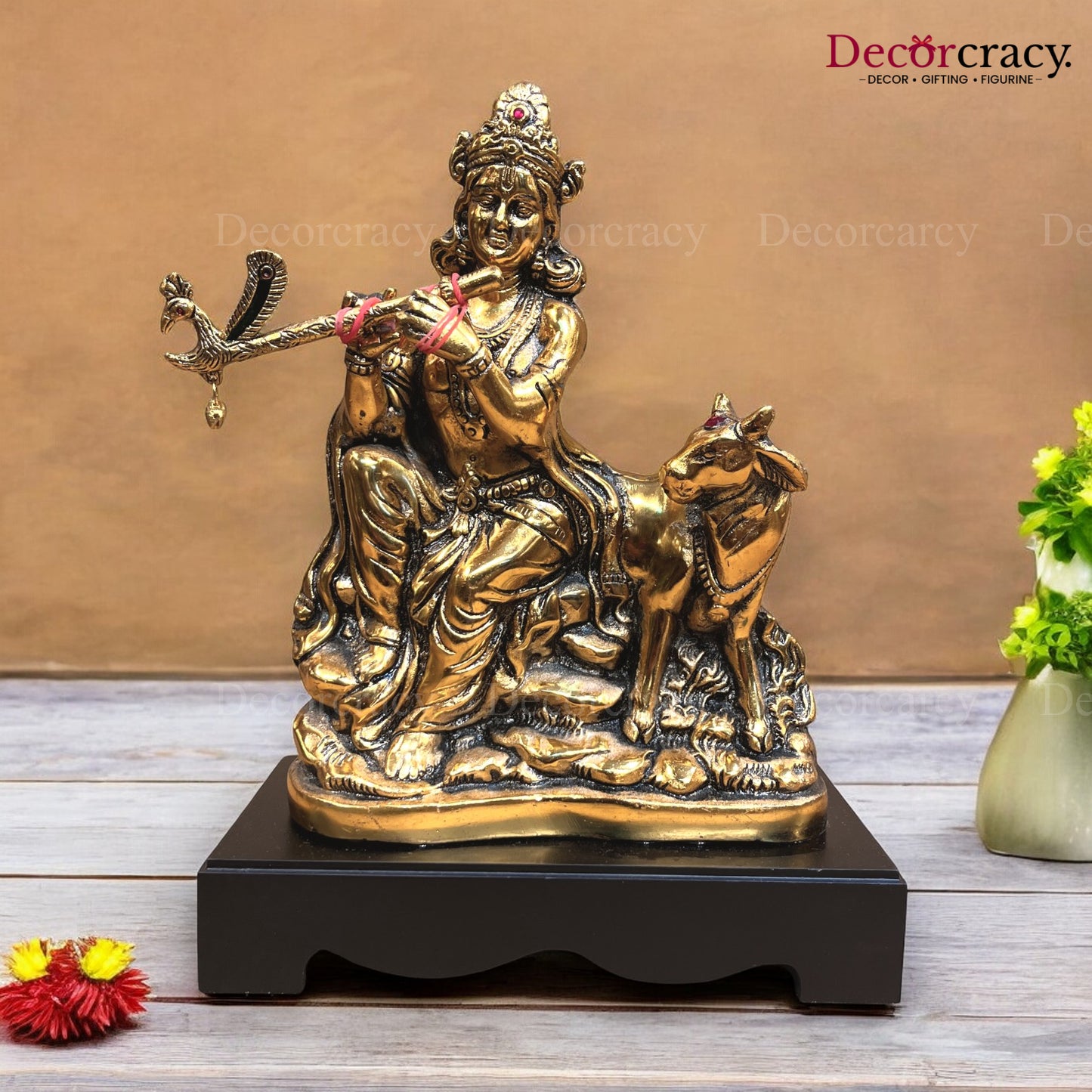 Shree Krishna with Bansuri Pavti Metal golden