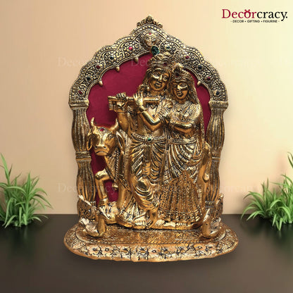 Shree Radha Krishna Cow Mehraab Metal golden
