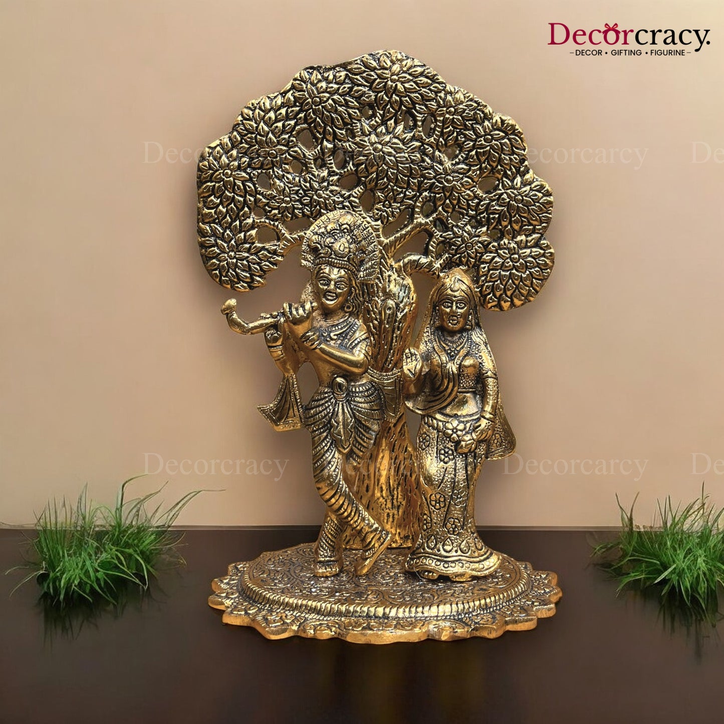 Shree Radha Krishna Tree Metal golden