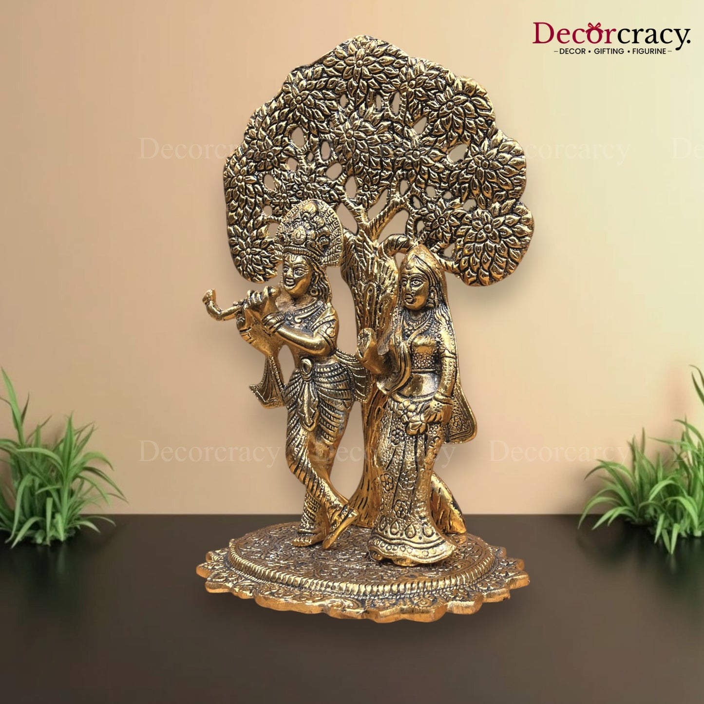 Shree Radha Krishna Tree Metal golden