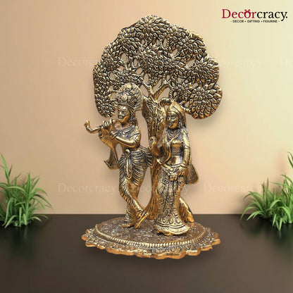 Shree Radha Krishna Tree Metal golden