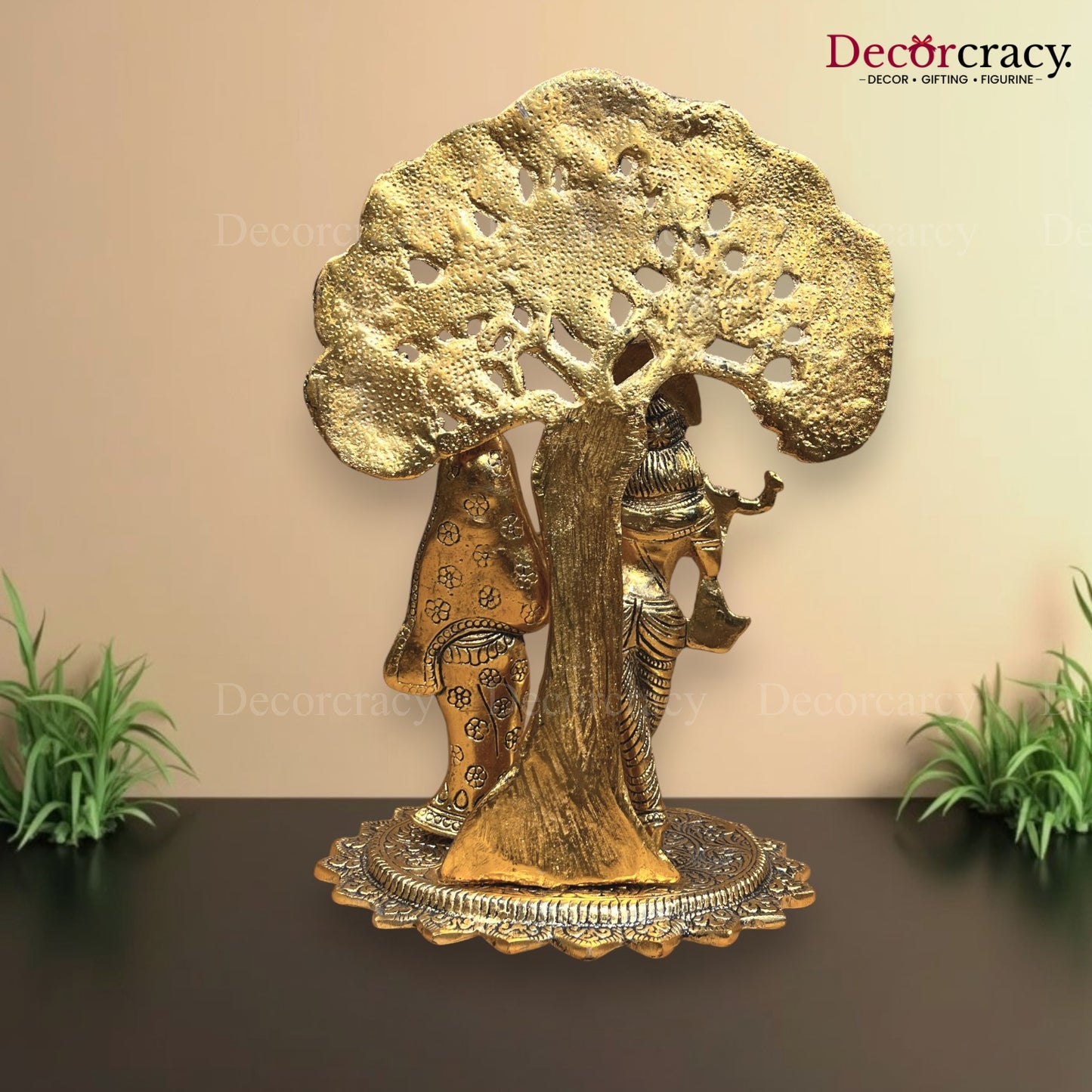 Shree Radha Krishna Tree Metal golden