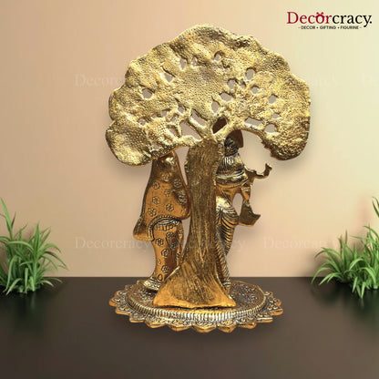 Shree Radha Krishna Tree Metal golden