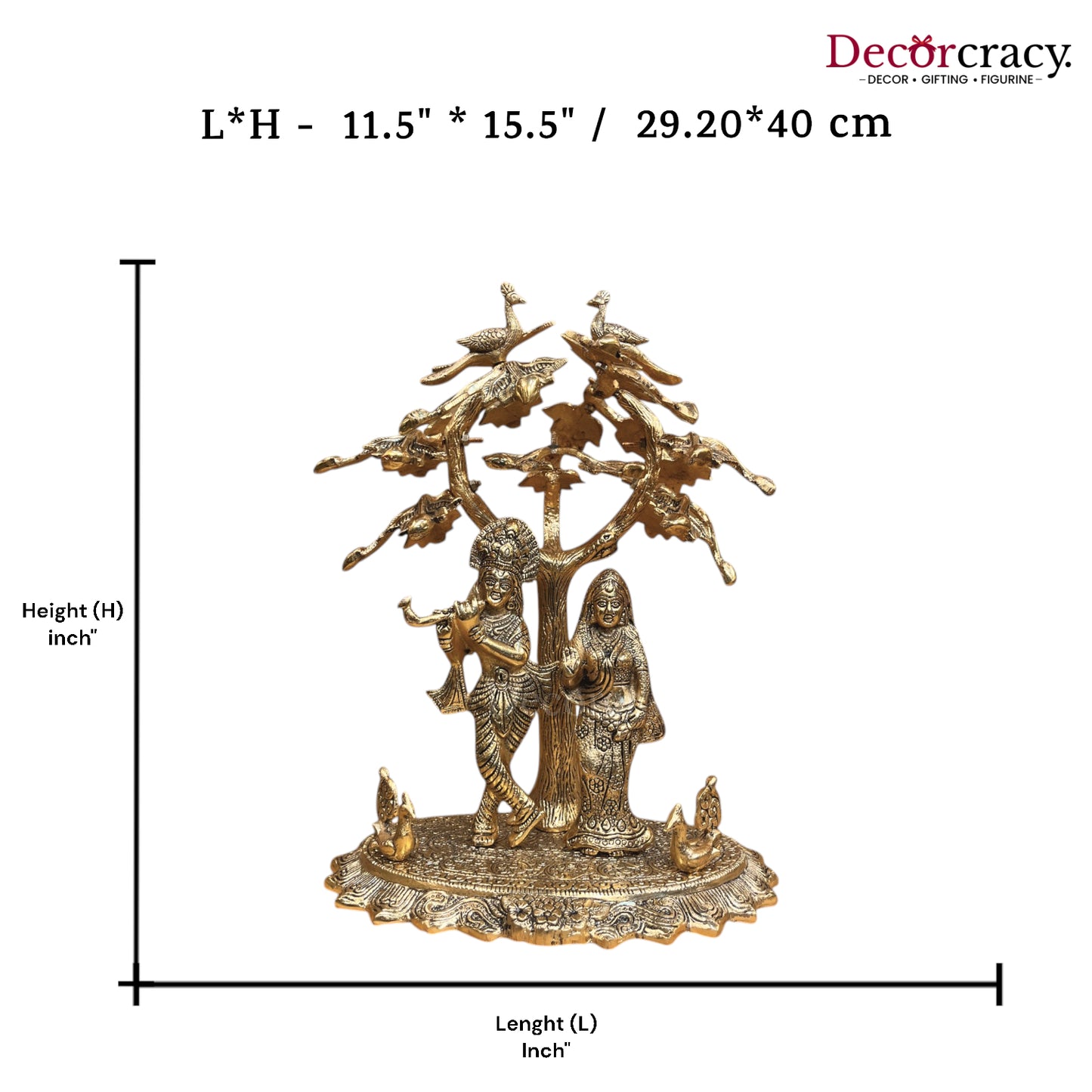 Shree Radha Krishna Tree Metal golden