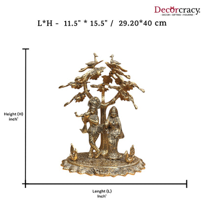 Shree Radha Krishna Tree Metal golden