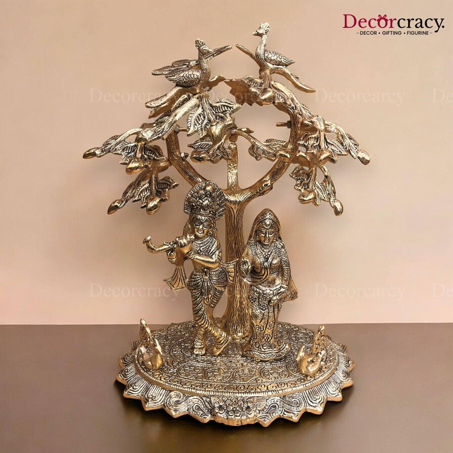 Shree Radha Krishna Tree Metal golden