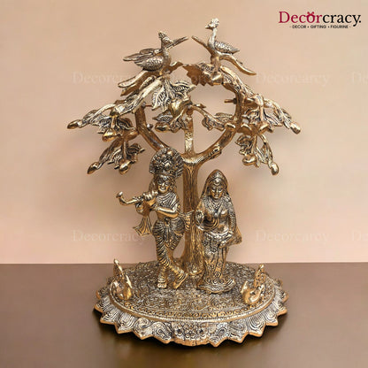Shree Radha Krishna Tree Metal golden