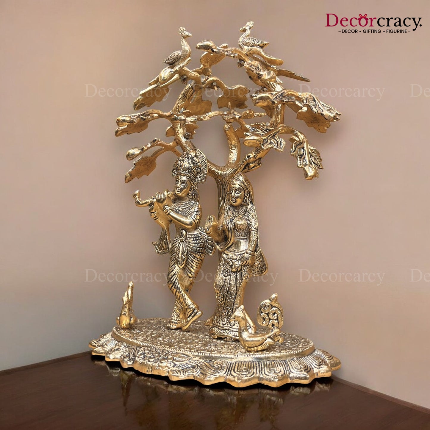 Shree Radha Krishna Tree Metal golden