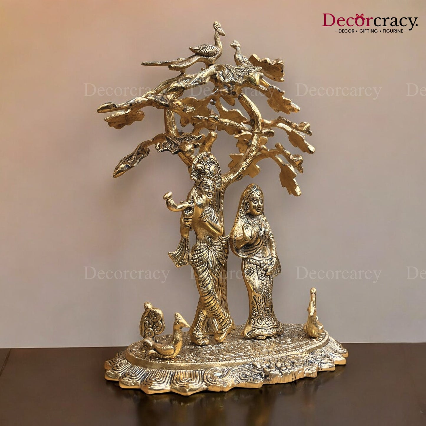 Shree Radha Krishna Tree Metal golden
