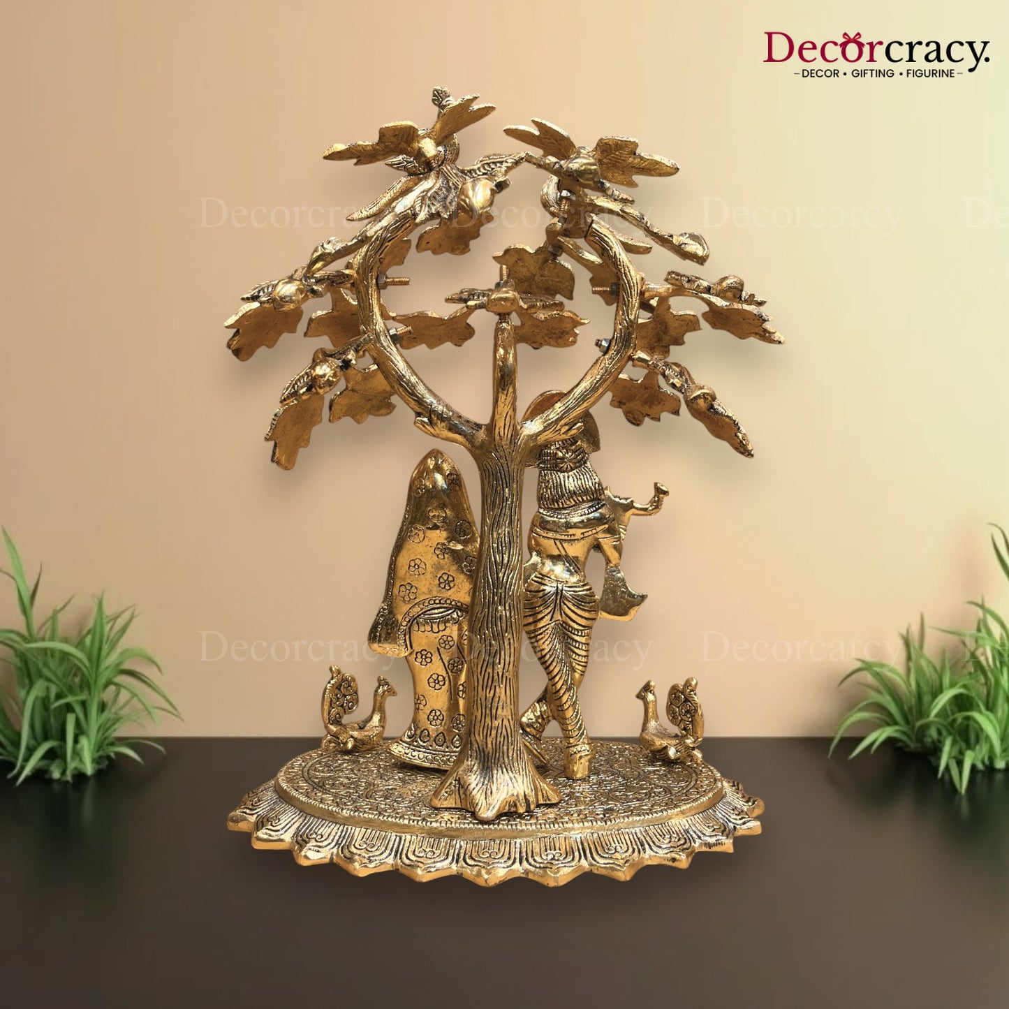 Shree Radha Krishna Tree Metal golden