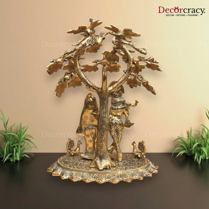 Shree Radha Krishna Tree Metal golden