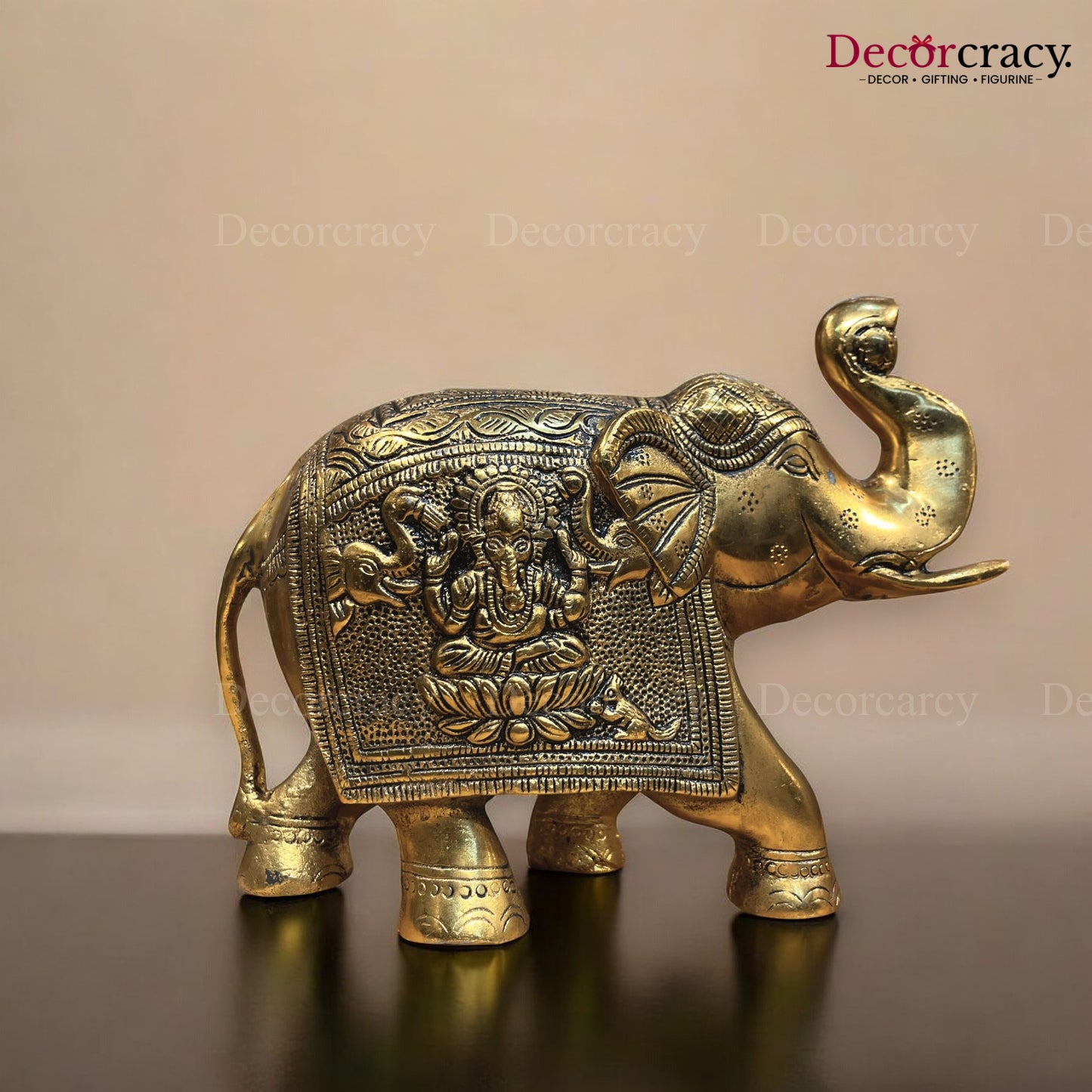 Elephant with God Encarved Metal golden