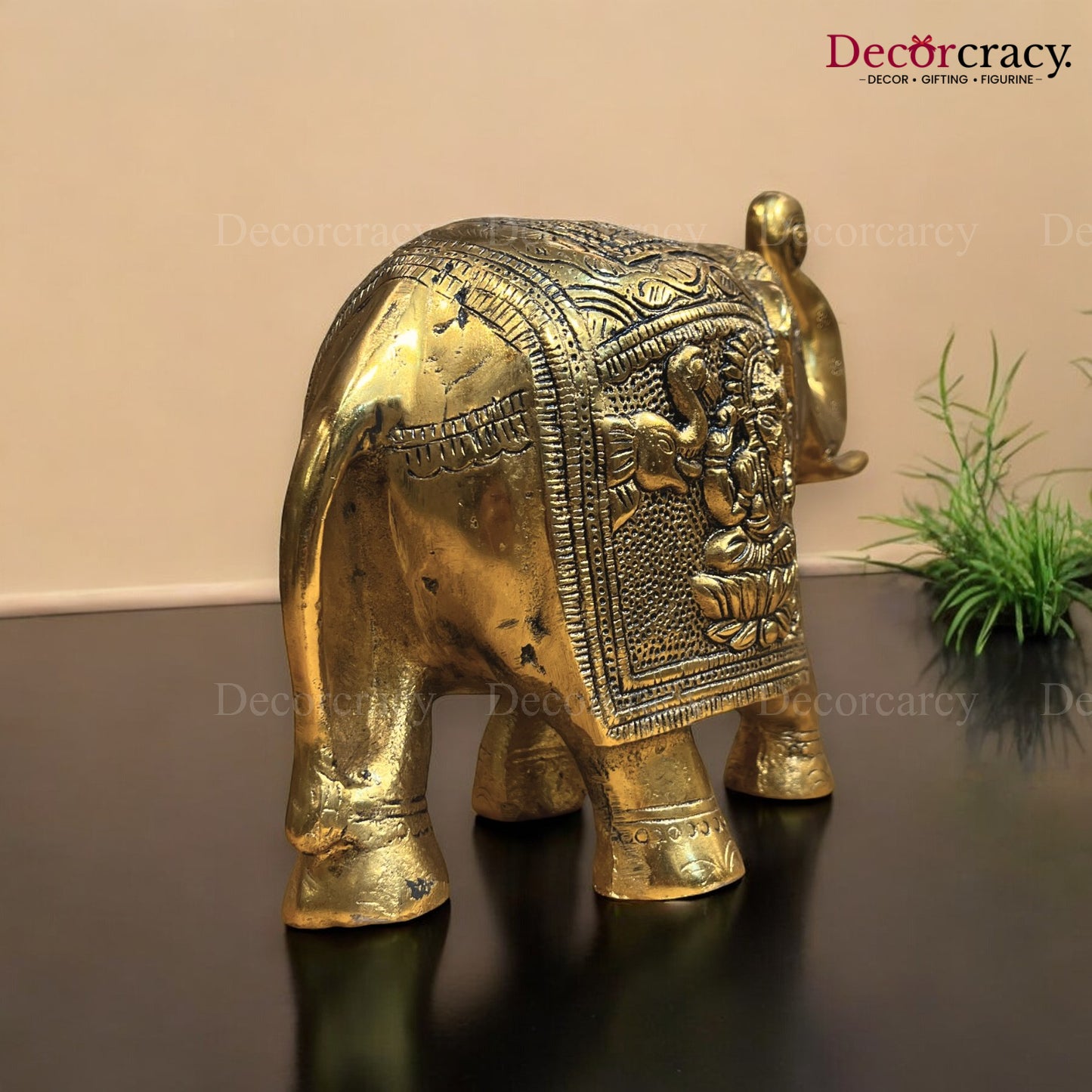 Elephant with God Encarved Metal golden