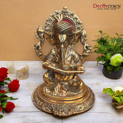 Pagdi Ganesh Reading Metal golden