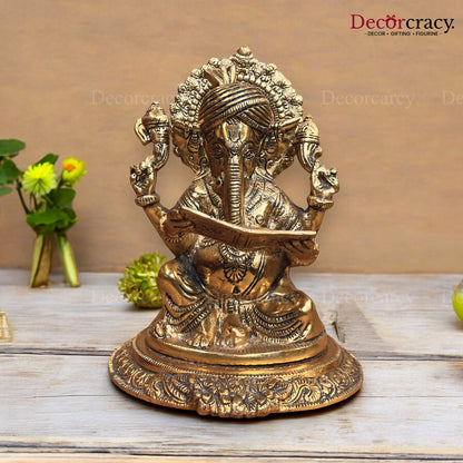 Pagdi Ganesh Reading Metal golden