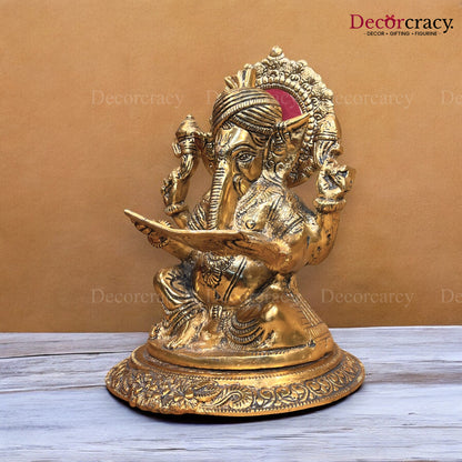 Pagdi Ganesh Reading Metal golden