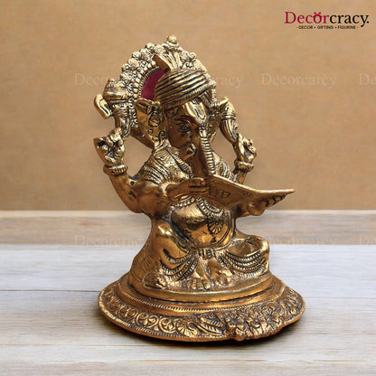 Pagdi Ganesh Reading Metal golden
