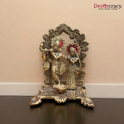 Shree Radha Krishna leaf Mehraab Deepak Metal golden