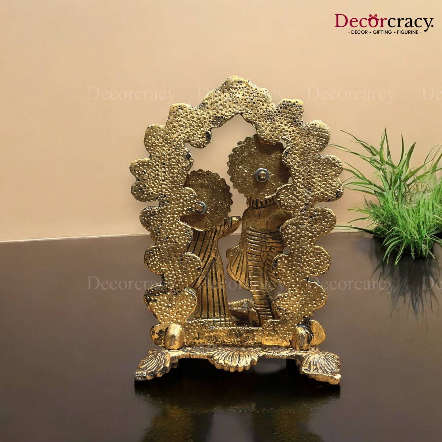 Shree Radha Krishna leaf Mehraab Deepak Metal golden