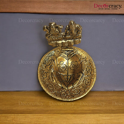 Lakshmi Ganesh Deepak Medium Metal golden