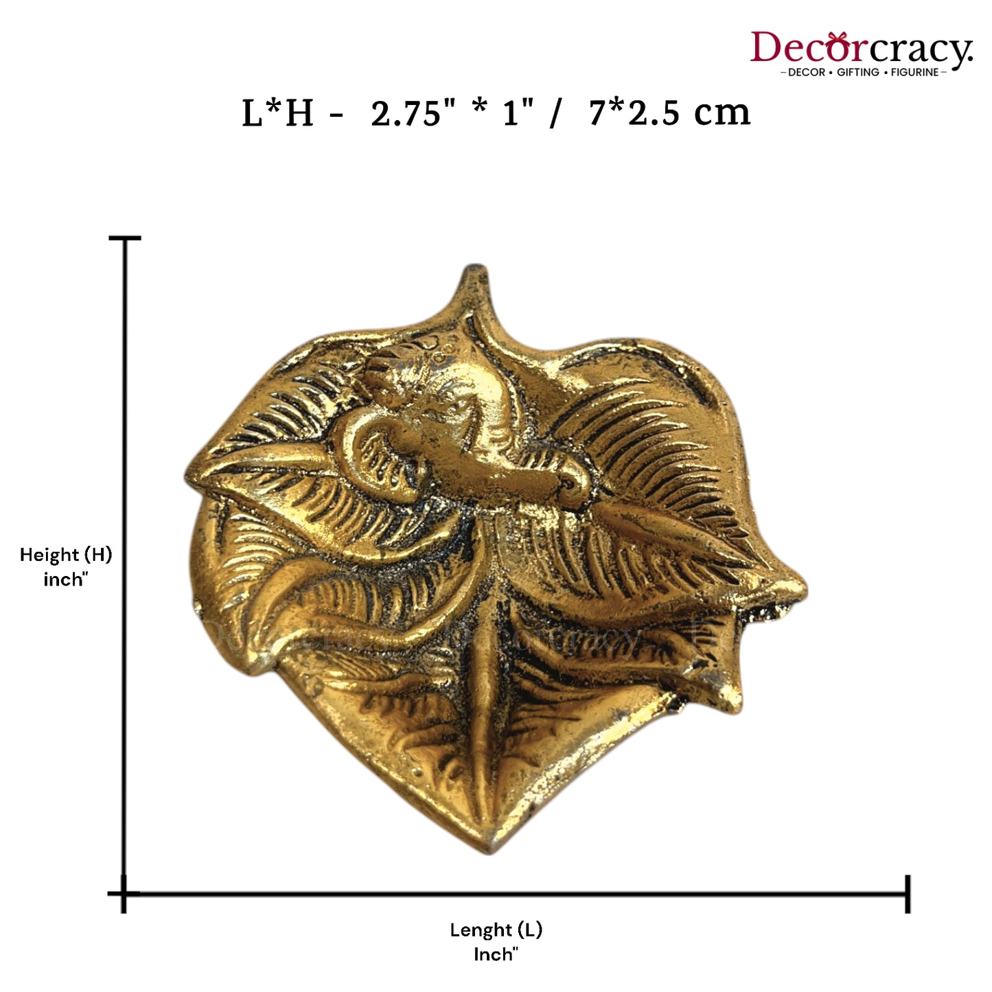 Maple Ganesh Leaf Deepak Metal golden