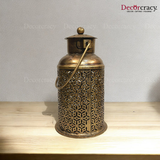 Dhoop Dhani Loban Incense Burner Iron Antique Golden Netted Design Tealight Candle Holder Stand Tribal Village Art