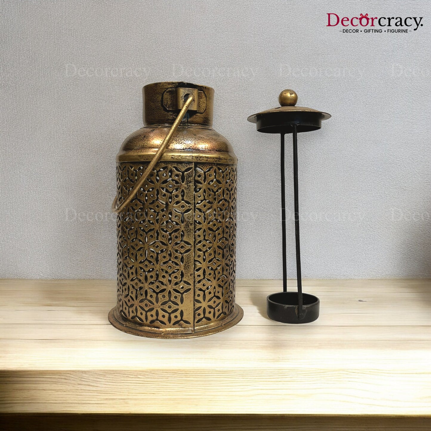 Dhoop Dhani Loban Incense Burner Iron Antique Golden Netted Design Tealight Candle Holder Stand Tribal Village Art