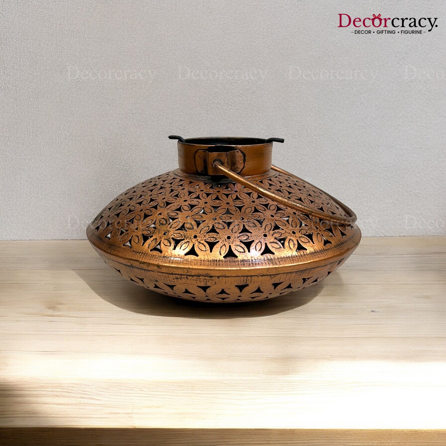 Degchi Iron Antique Copper Netted Design Tealight Candle Holder Stand Tribal Village Art