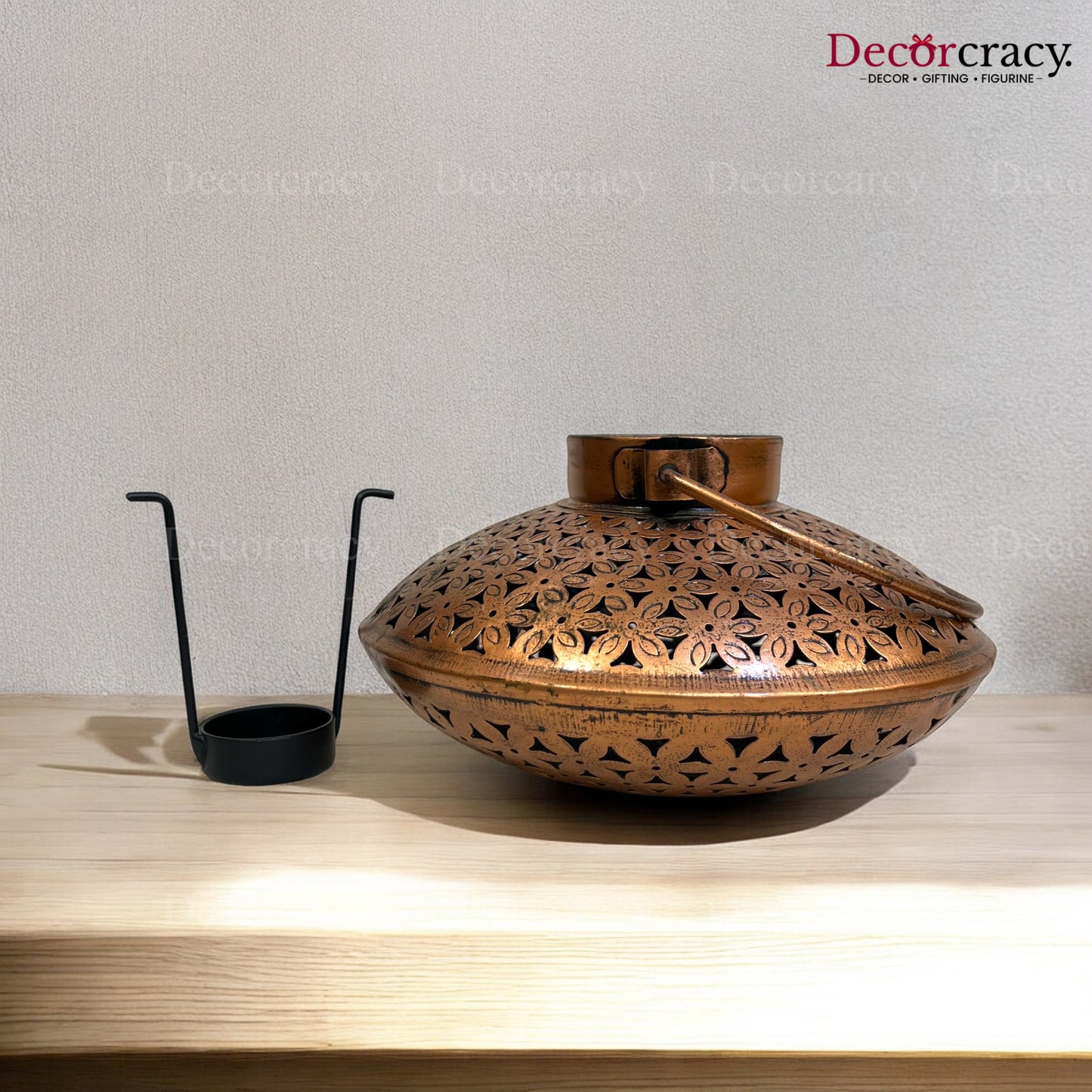 Degchi Iron Antique Copper Netted Design Tealight Candle Holder Stand Tribal Village Art