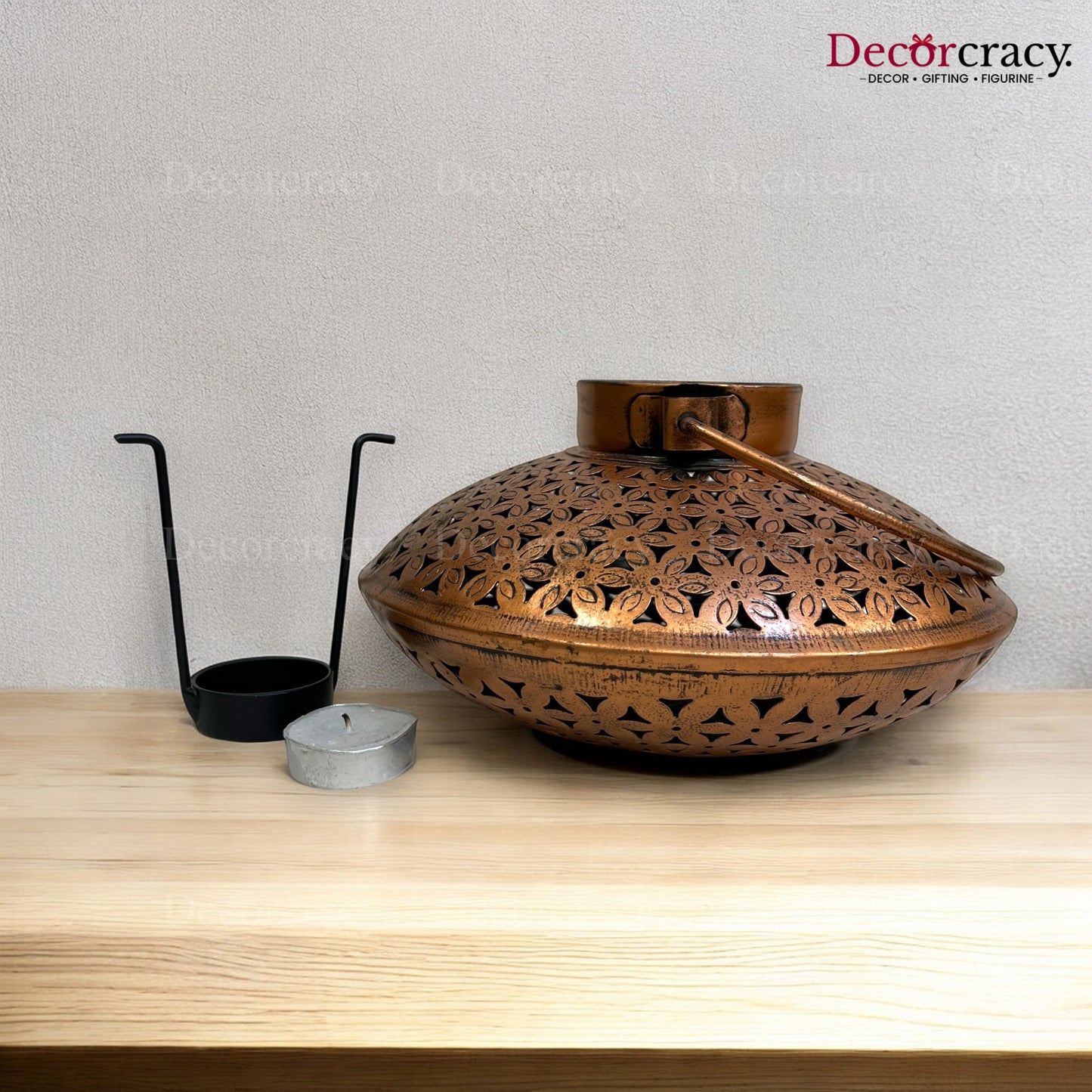 Degchi Iron Antique Copper Netted Design Tealight Candle Holder Stand Tribal Village Art