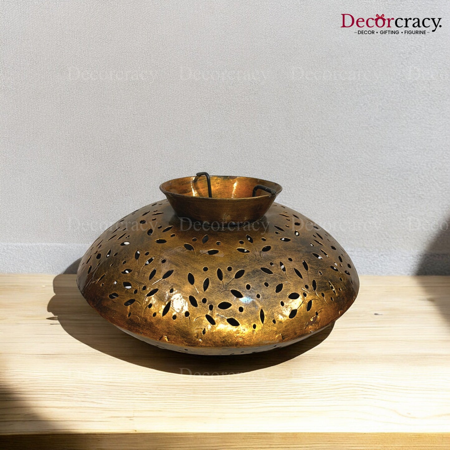 Degchi Iron Antique Golden Netted Design Tealight Candle Holder Stand Tribal Village Art