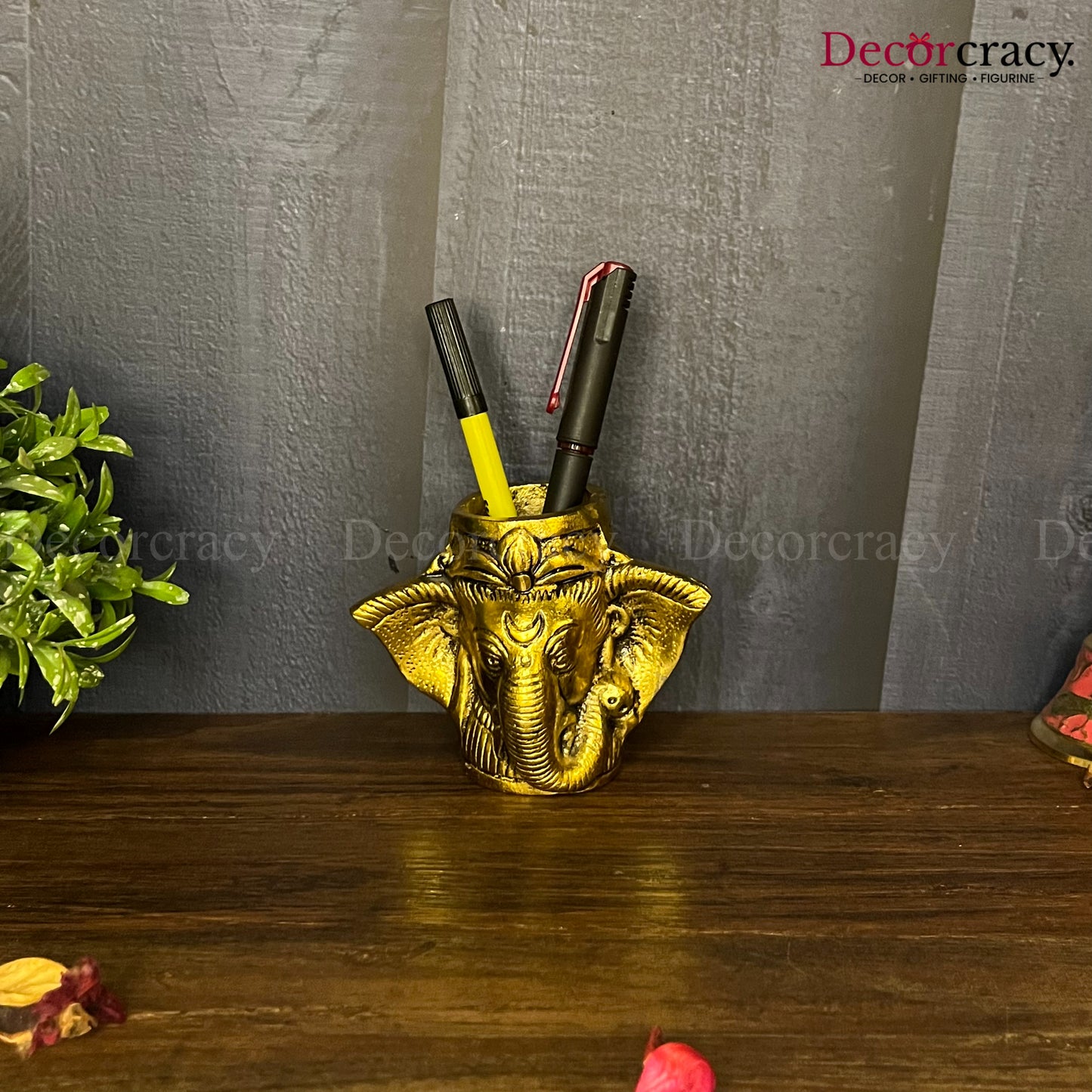 Ganesh Pen Holder Metal golden