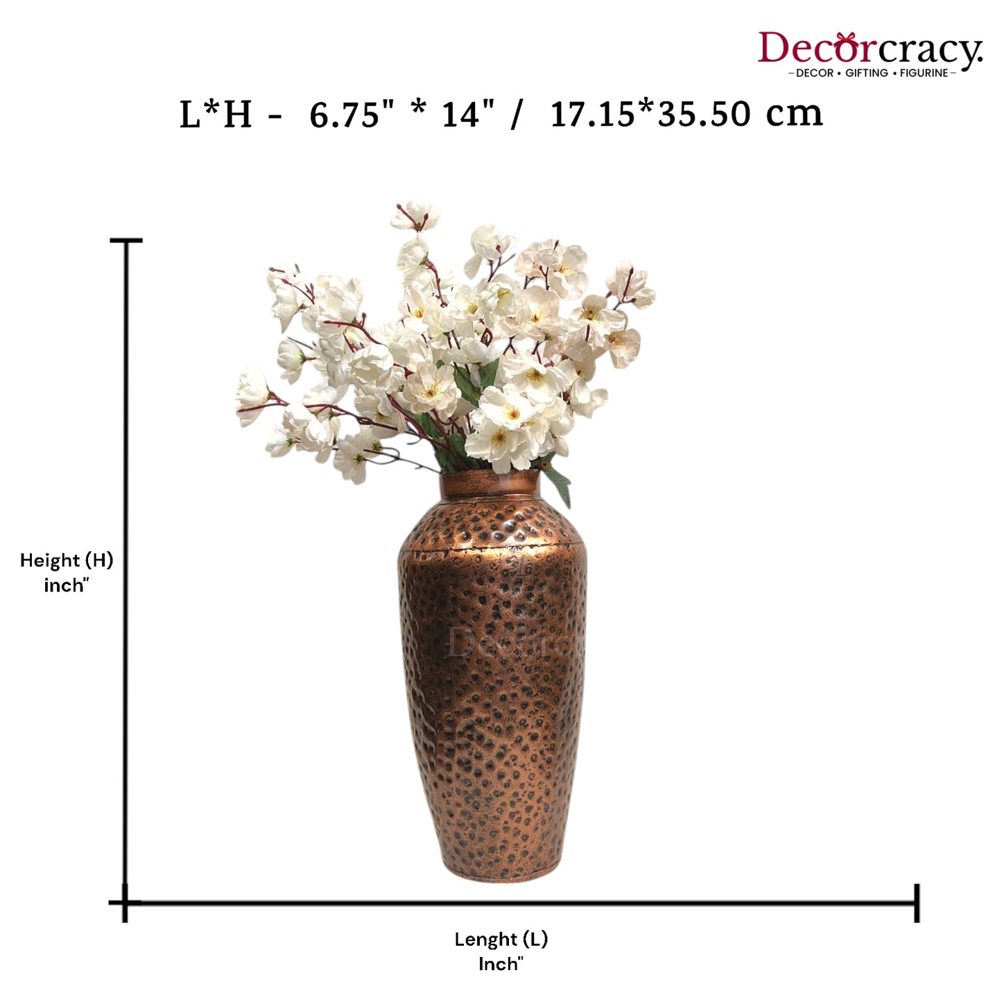 Flower Vase Metal Hammered Design Antique Copper Tribal Village Art