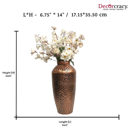 Flower Vase Metal Hammered Design Antique Copper Tribal Village Art