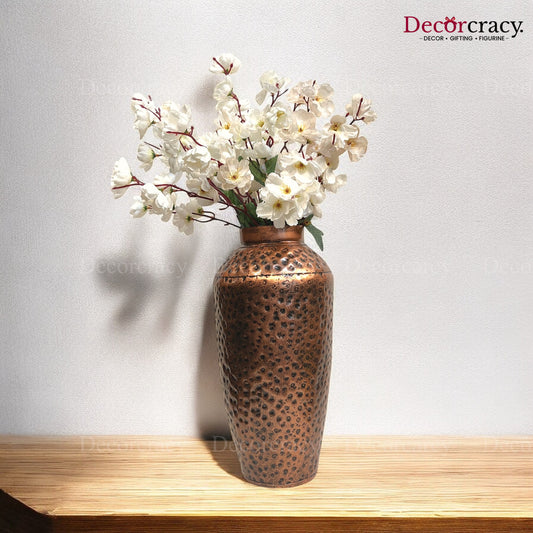 Flower Vase Metal Hammered Design Antique Copper Tribal Village Art