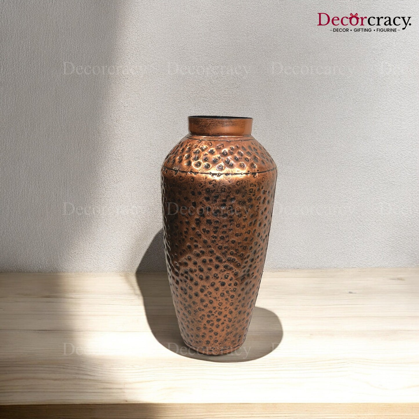 Flower Vase Metal Hammered Design Antique Copper Tribal Village Art