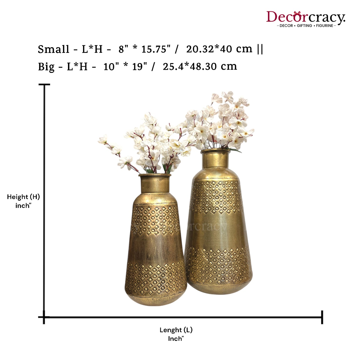 Flower Vase set of 2 Metal Hammered Design Antique Golden Tribal Village Art