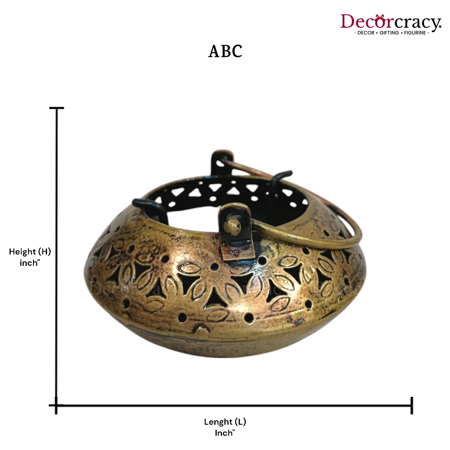 Degchi Small Iron Antique Golden Netted Design Tealight Candle Holder Stand Tribal Village Art