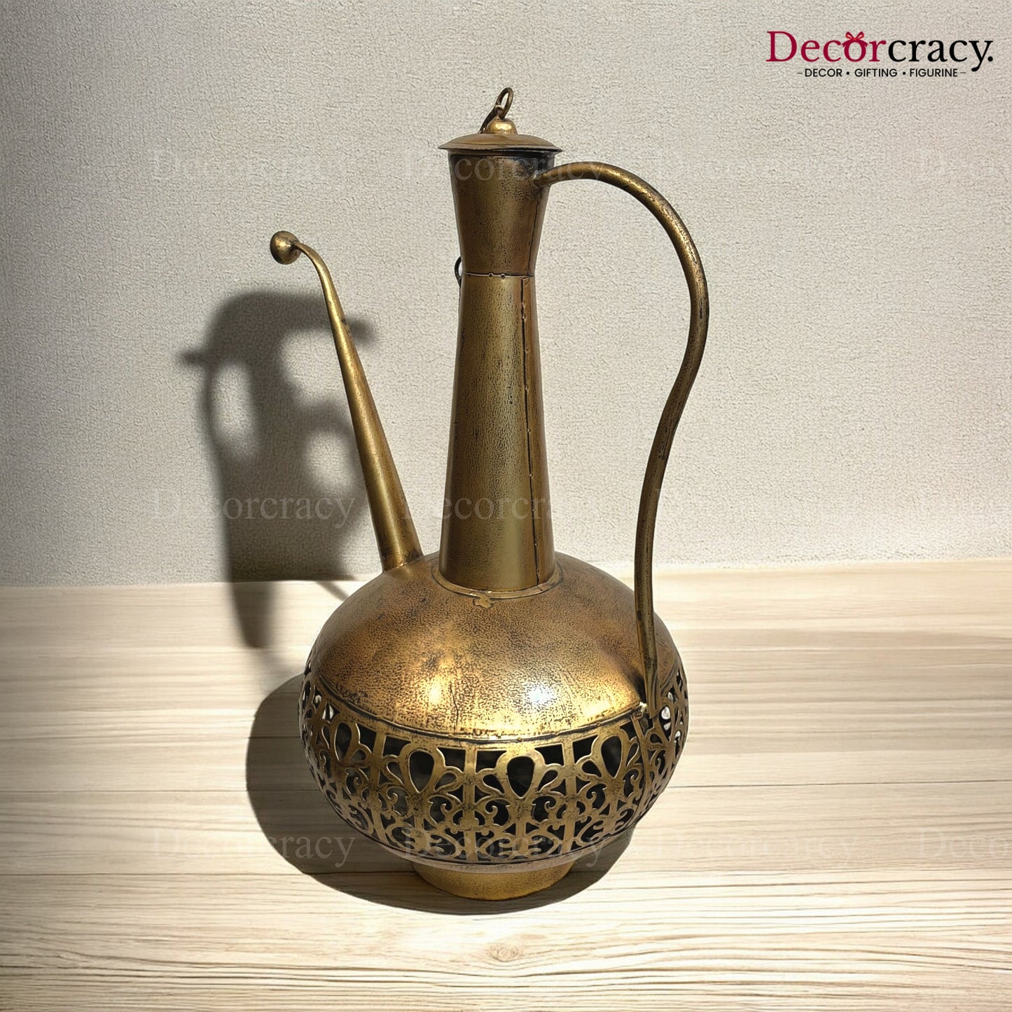 Surayi Iron Antique Golden Netted Design Tealight Candle Holder Stand Tribal Village Art