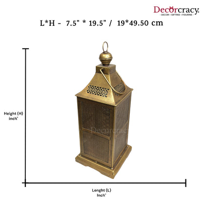 Lantern Medium Iron Antique Golden Netted Design Tealight Candle Holder Stand Tribal Village Art
