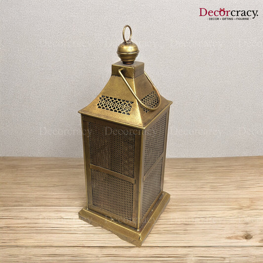 Lantern Medium Iron Antique Golden Netted Design Tealight Candle Holder Stand Tribal Village Art