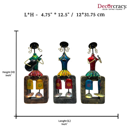 3pc Musician Iron Showpieces Tribal Art Musical Instrument TV Unit Décor Tabletop