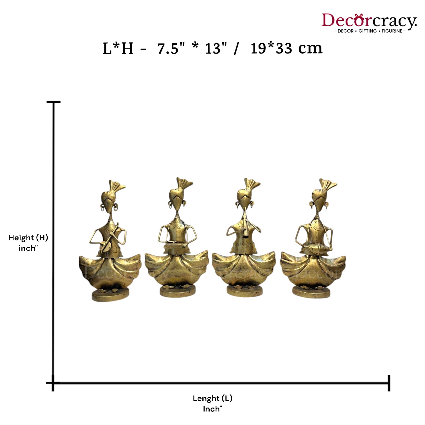 4pc Golden Musician Iron Showpieces Tribal Art Musical Instrument TV Unit Décor Tabletop