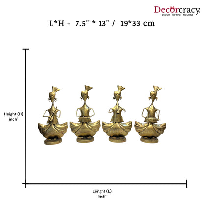 4pc Golden Musician Iron Showpieces Tribal Art Musical Instrument TV Unit Décor Tabletop