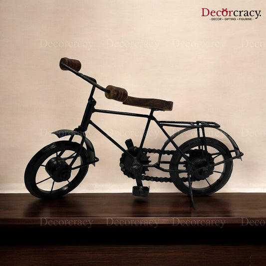 Black Miniature Cycle Iron Showpiece Vintage Tribal Art TV Unit Décor Tabletop