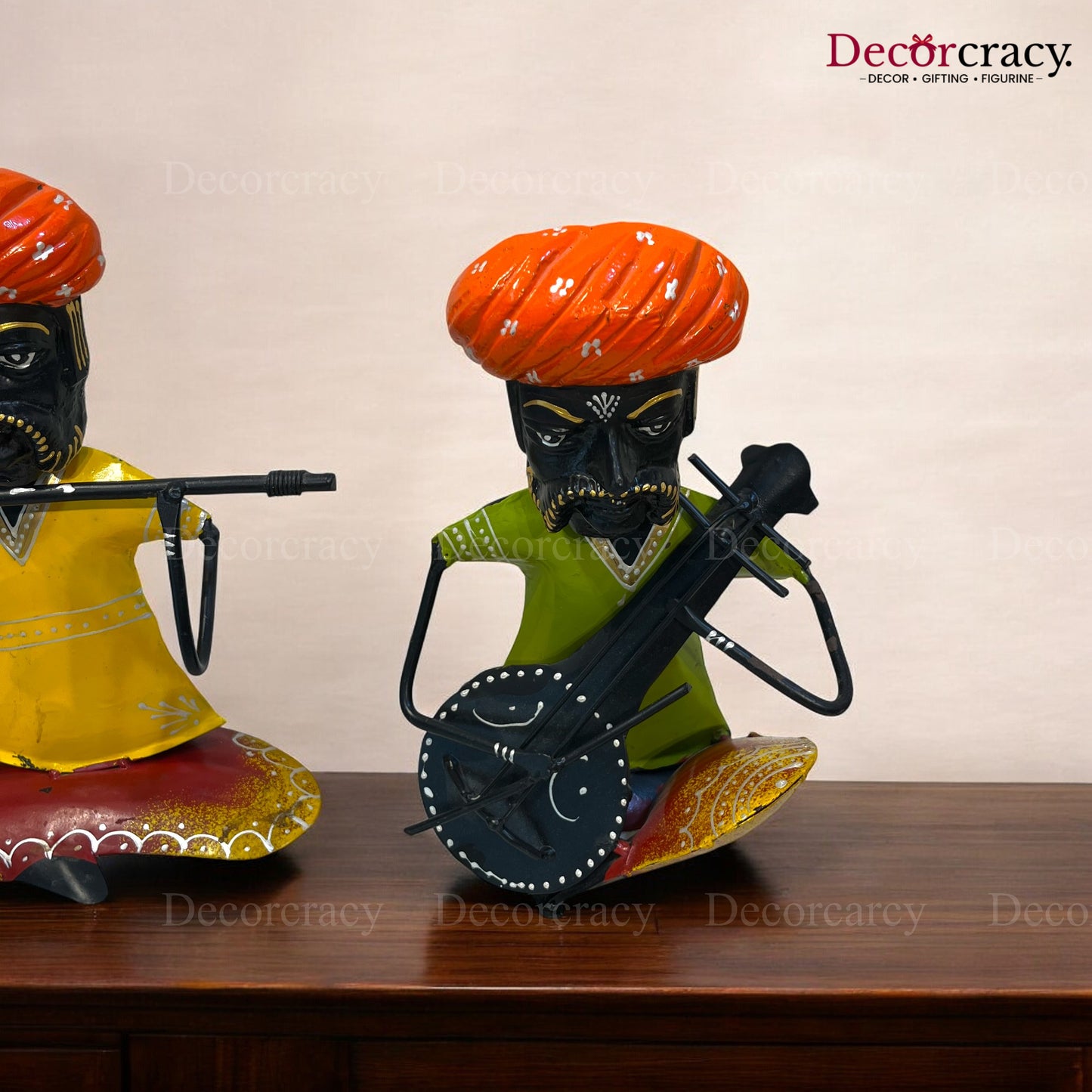 3pc Moustache Musician Iron Showpieces Tribal Art Musical Instrument TV Unit Décor Tabletop