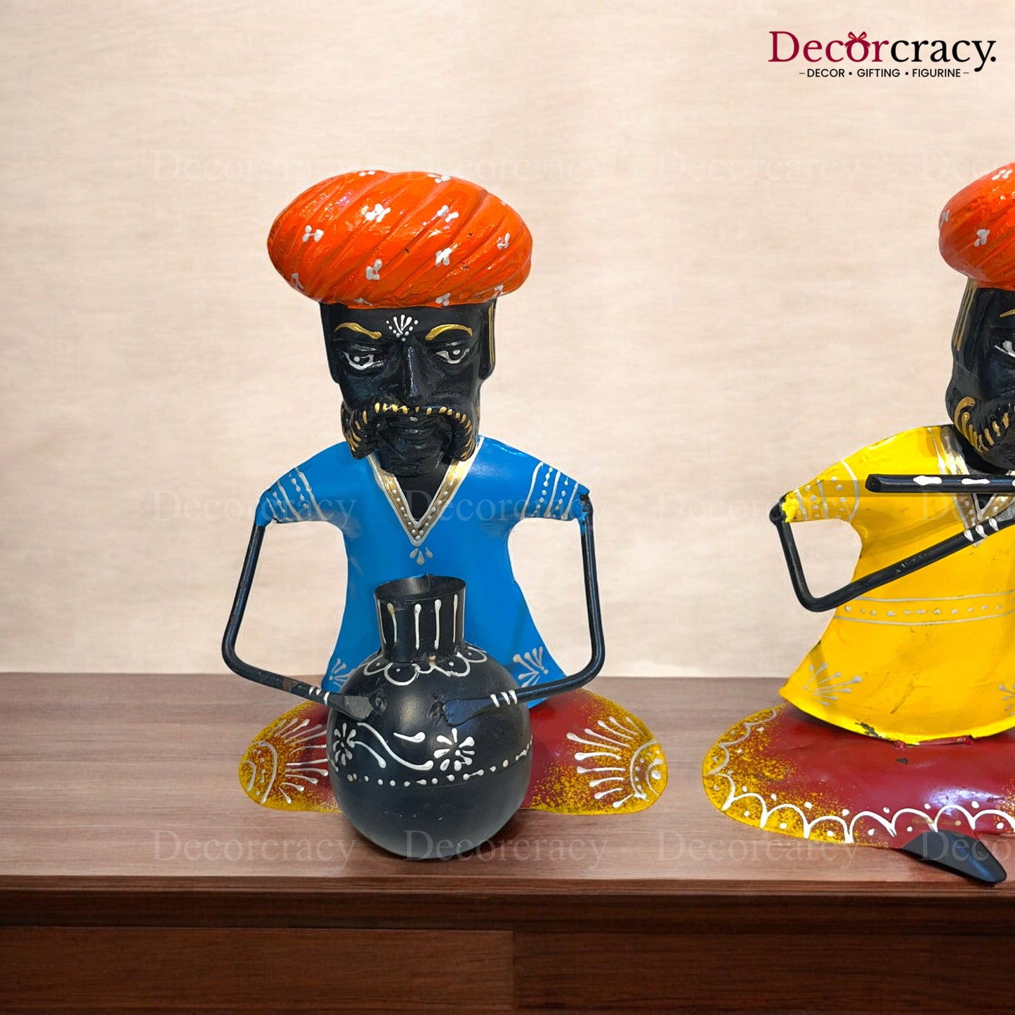 3pc Moustache Musician Iron Showpieces Tribal Art Musical Instrument TV Unit Décor Tabletop